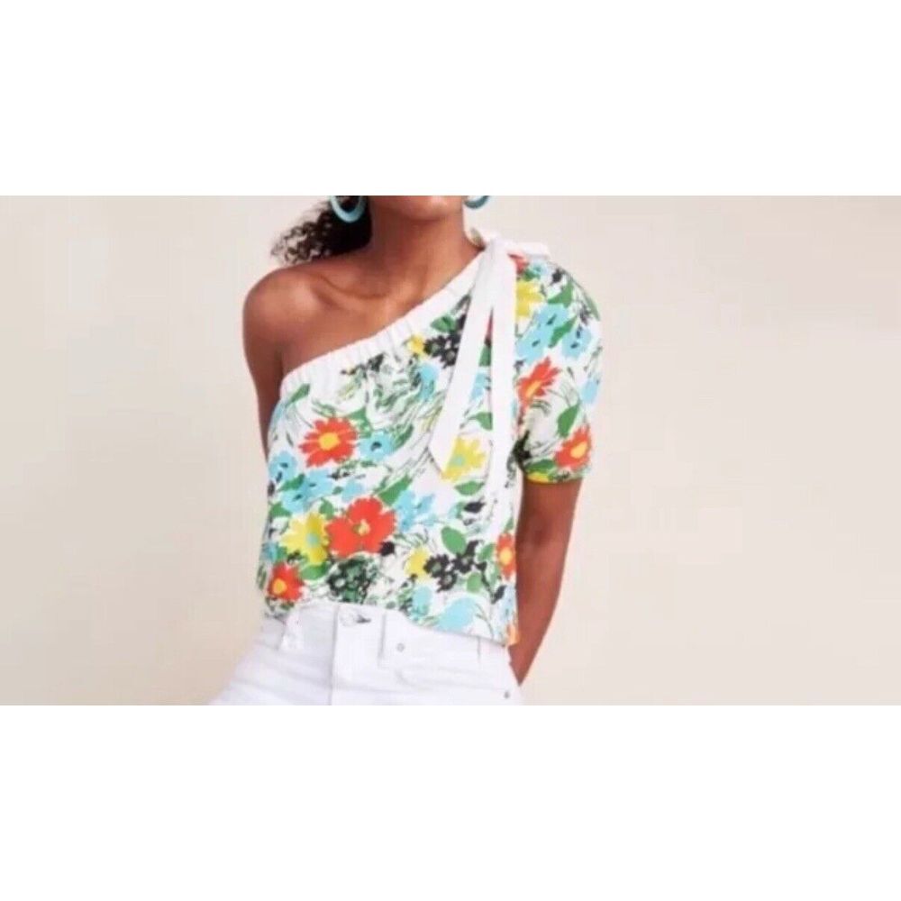 Anthropologie Poridge Larsa One‎ Shoulder Floral Top size XS #36